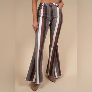 Saints & Hearts Stripe Flare Jeans | Like New